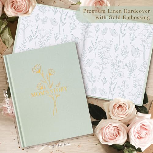 Lanpn Mom Life Story Book Journal with 270+ Prompts, Linen Hardcover Mother Story Guided Journal, Mom Memory Keepsake Book to Fill Out, Mother's Day Birthday Christmas Gift for Mom, Sage Green - color: Sage Green
