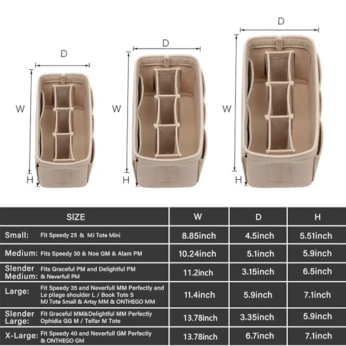ZTUJO Purse Organizer Insert, Felt Bag Organizer For Handbag Purse Organizer,13 Colors, 6 Size (Small, Beige) - color: Beige, size: Small