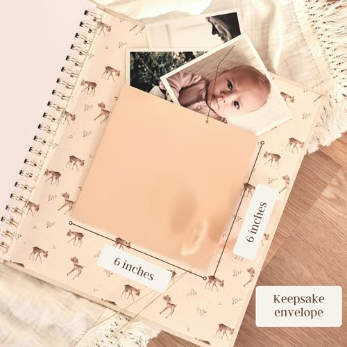 Peachly Unisex Baby Memory Book - First Year Baby Book Keepsake - Forest - color: Forest