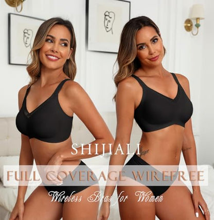 SHIJIALI Jelly Bras Wireless Push Up Invisible Under Tees - color: A01 Black, size: Large