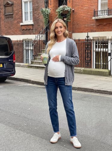 BLENCOT Womens Maternity Jeans High Waisted Pregnancy Denim Pants - color: Dark Blue, size: Medium