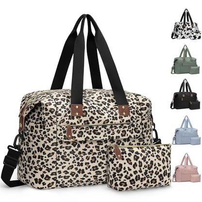 Pritent Travel Duffle Bag, Weekender Overnight Personal Item Carry On Bag - color: Leopard, size: Medium