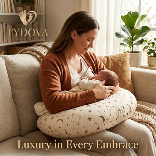 Nursing Pillow and Body Positioner for Breast Feeding and Bottle Feeding, Ultra Soft Breastfeeding Pillows with Removable Pillow Cover (Golden Galaxy) - color: Golden Galaxy
