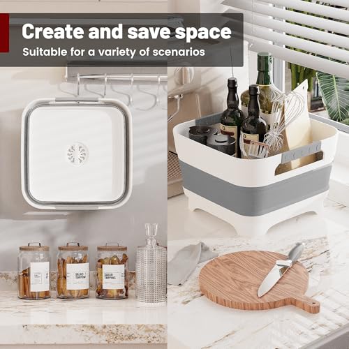 GIMWA 2.6 Gal Collapsible Baby Bottle Wash Basin with Drain Plug - color: Gray