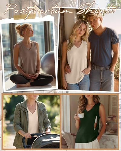 3 Pack Women's Waffle Nursing Tank Tops - color: Army Green, Cream, Coffee, size: Medium