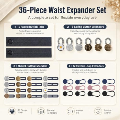 Button Extenders for Jeans and Pants - color: 36-pcs Waist Expander