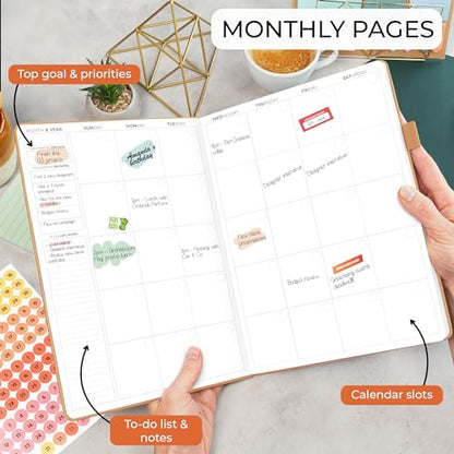 Clever Fox Appointment Book, 15-Minute Daily Planner, Undated Sandstone - color: Sandstone