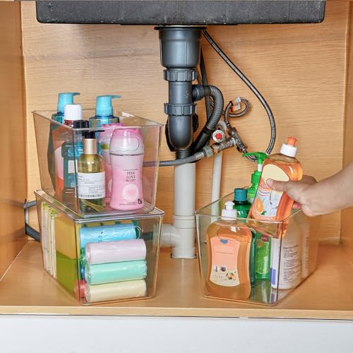 Vtopmart 6 Pack Clear Stackable Storage Bins with Lids and Handles, XLarge - size: XL(13"L x 7.4"W x 7"H)