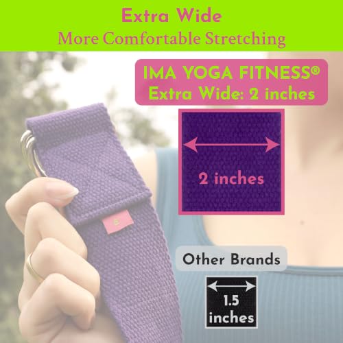 Extra-Wide 2 Inch Cotton Yoga Strap: Stretching, Physical Therapy, Exercise - color: Purple, size: 8 feet