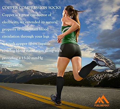 FuelMeFoot 3 Pack Copper Compression Socks - Compression Socks Women & Men Circulation - Best for Medical,Running,Athletic - color: 01 White, size: Small-Medium