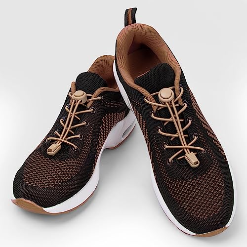 UpUGo Elastic Shoe Laces, No Tie Shoe Laces for All Ages, One Size Fit All - color: Plain Dark Tan, size: 1 pair
