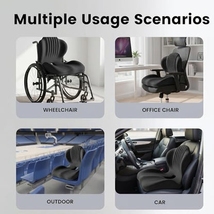 Ergonomic Seat Cushion with Lumbar Support（Black） - color: Black