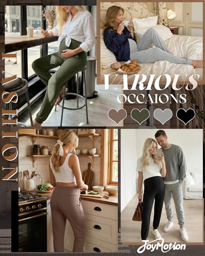 4 Pack Women's Maternity Jogger Pants - color: Coffee, Army Green, Light Gray, Black, size: Small