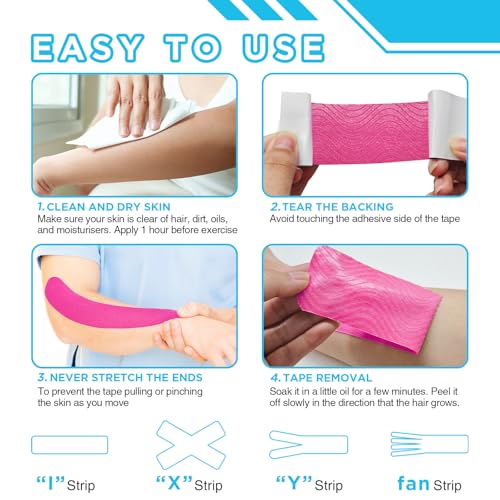 OK TAPE 100Pcs Precut Kinesiology Tape Strips, Elastic Athletic Tape - color: Mixed