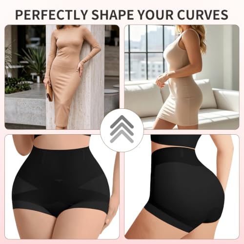 Tummy Control Shapewear Panties for Women High Waisted Underwear - color: Black-2pack, size: Medium