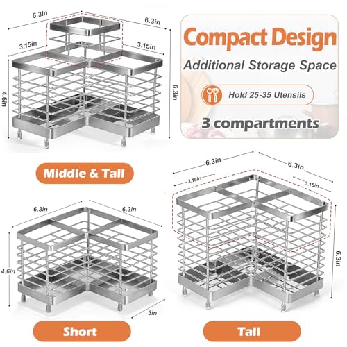Utensil Holder, Stainless Steel Utensil Drying Rack for Kitchen Counter - color: Triangle