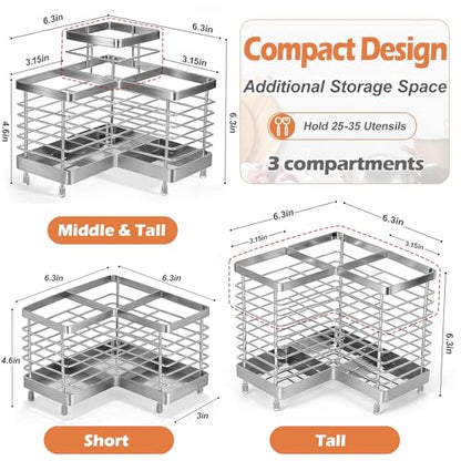 Utensil Holder, Stainless Steel Utensil Drying Rack for Kitchen Counter - color: Triangle