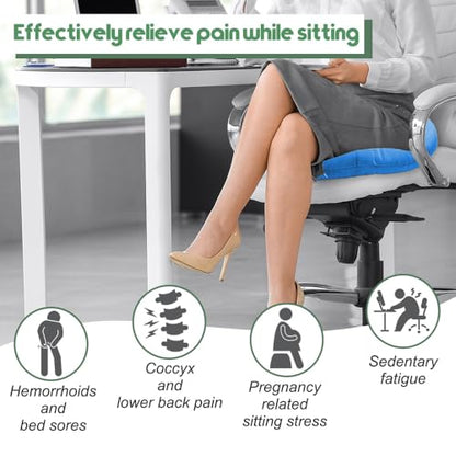 Donut Pillow for Tailbone Pain, Hemorrhoid Pillow (Blue) - color: Blue