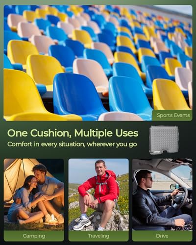 Inflatable Stadium Seat Cushion for Airplane, 2.5" Thicker Foam