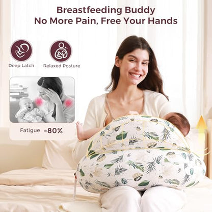Momcozy Original Nursing Pillow for Breastfeeding - Innovative Safety Guard - color: Snug Spring