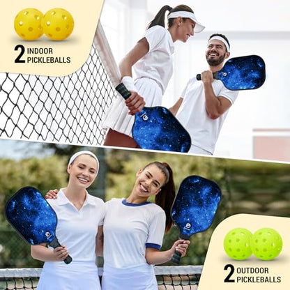 DULCE DOM Pickleball Paddles Set of 2/4 - USAPA Approved - color: Blue*2