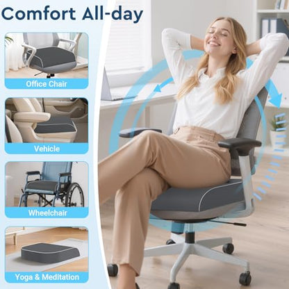 Seat Cushion, Memory Foam Office Chair Cushion, Gray, X-Large - color: Gray, size: X-Large