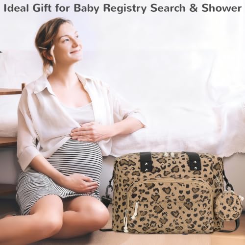 Tenot Diaper Bag Tote, Baby Bag with Pacifier Case, Leopard Print - color: Leopard Print