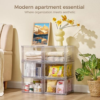Vtopmart 4 Pack Clear Stackable Closet Storage Drawers 15QT, Medium - color: clear