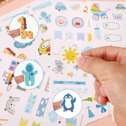10 Sheets Baby Boy Scrapbook Stickers, Various Designs Toddler Decals - color: Blue
