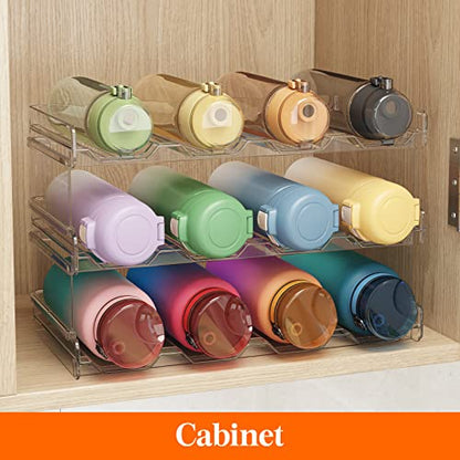 Lifewit Stackable Water Bottle Organizer for Cabinet, Clear Tumbler Holder - size: 3 Tier-12 Bottle