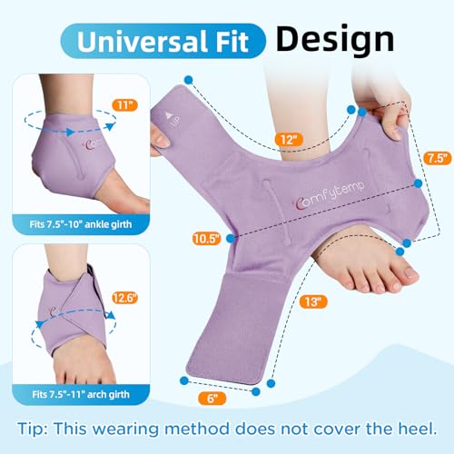 Comfytemp Ankle Ice Pack Wrap for Sprained Ankles, Plantar Fasciitis, 2pcs - color: Purple, size: Standard