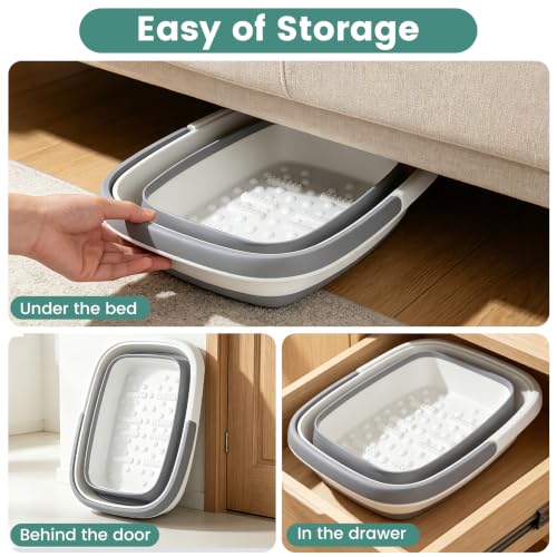 Collapsible Foot Soaking Tub with Massage Rollers Foot Bath Massage Grey