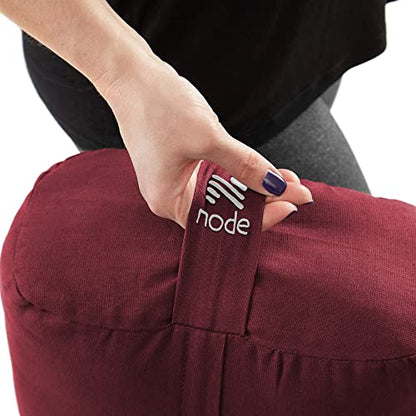 Yoga Meditation Cushion, 25" x 12" Rectangular Bolster with Organic Cotton Cover - color: Burgundy