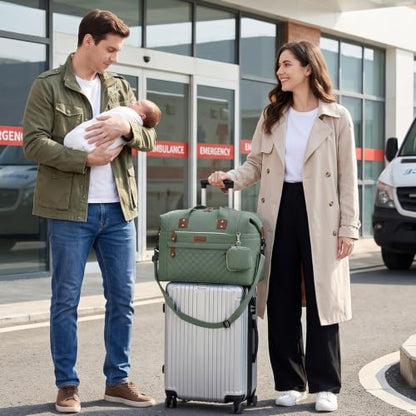 Pritent Diaper Bag Tote Waterproof Maternity Baby Bags with Pacifier Case - color: Green, size: Medium