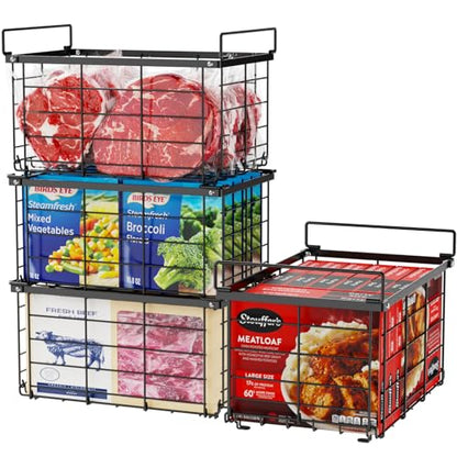 iSPECLE Freezer Organizer - Large Baskets for 5 to 7 Cu.Ft Freezer, 4 Pack - color: 4-Pack Black