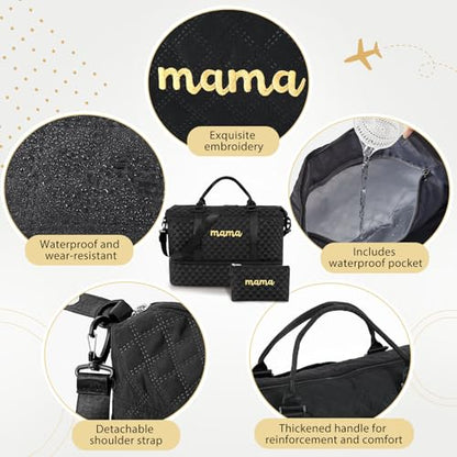 Dansydaisy Mama Hospital Bag for Women Labor Delivery,Black - color: Black, style: Mama