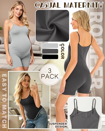 3 Pack Women's Maternity Bodysuits - color: Light Gray, Dark Gray, Black, size: X-Large