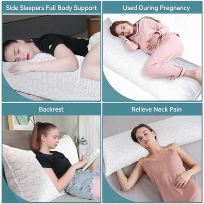 Oubonun Full Body Pillow for Side Sleeper, Soft Long Bed Pillow for Adults - color: White Water Cube