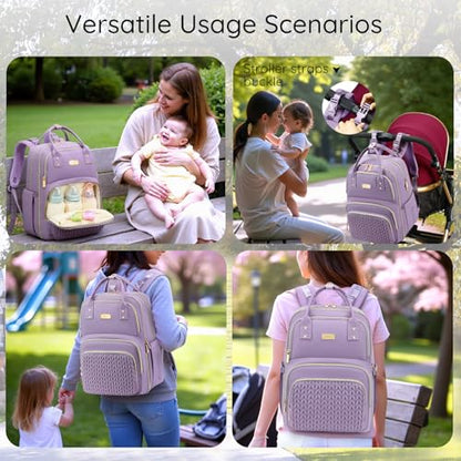 AIJIEKE Diaper Bag Backpack, Large Multi-functional Diaper Backpack, Purple - color: Purple
