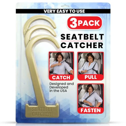 Seat Belt Catcher, Grabber, Seatbelt Reacher Tool - Khaki, 3 Pack - color: Khaki, size: 3 Piece