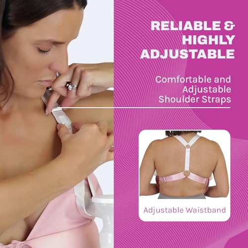 Nurturally Nursing and Pumping Bra, Adjustable Breast Pump Bra, Non-Wired Pumping Bra Hands Free, Breast Pump NOT Included - color: Pink, size: Medium