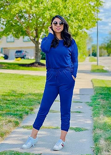 PRETTYGARDEN Travel Outfit Women 2 Piece Lounge Sets - color: Blue, size: 3X-Large