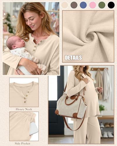 Women's Maternity Pajamas Sets - color: Apricot, size: Medium