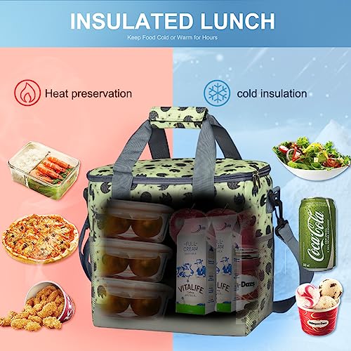 IKNOE 24-Can Insulated Cooler Bag, Leak-Resistant Lunch Tote Leaf - color: Leaf, size: Large