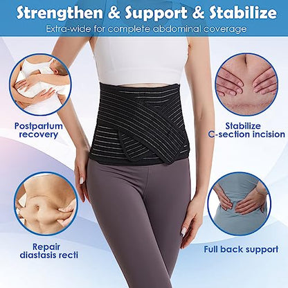 Paskyee Postpartum Belly Band, C-Section & Post Surgery Support - color: Black, size: S/M