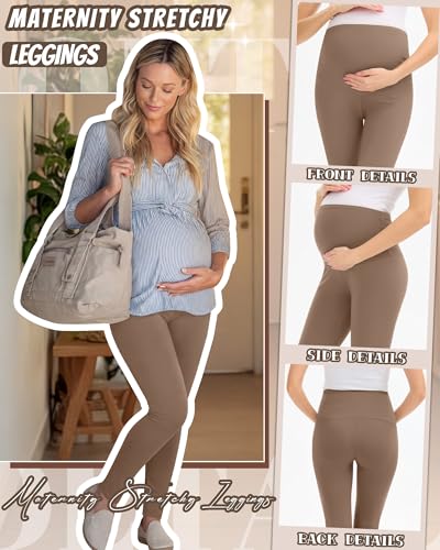3 Pack Women's Maternity Pants Home Lounge Pajamas - color: Black, Heather Gray, Khaki, size: Large