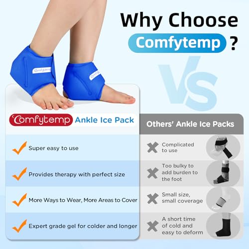 Comfytemp Ankle Ice Pack Wrap for Plantar Fasciitis, Achilles Tendonitis - color: Dark Blue, size: Standard