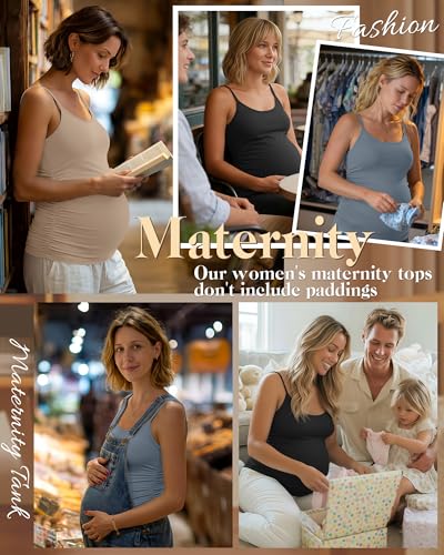 Ficerd 3 Pack Women's Maternity Tank Tops - color: Apricot, Light Haze Blue, Black, size: X-Large