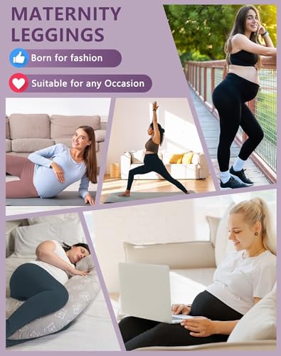 Dalavch 4 Pack Women's Maternity Leggings Over The Belly High Waisted - color: 2 Black 1 Pink 1 Blue ( Leggings ), size: Large
