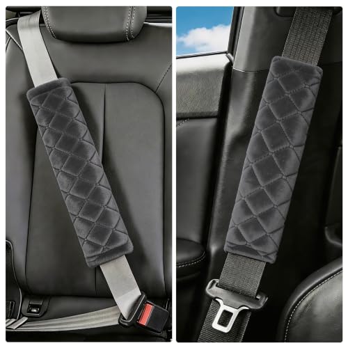 Amooca 2 Pack Seat Belt Covers Soft Shoulder Pad for Cars & Backpack - color: C: Dark Gray